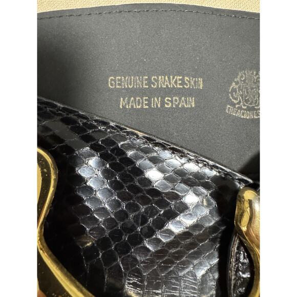 Creaciones Grau Belt Womens Large Black Genuine Snake Skin Dolphin Buckle Spain main image 11